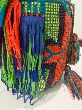 Vibrant Multicolor Fringe Hobo Bag